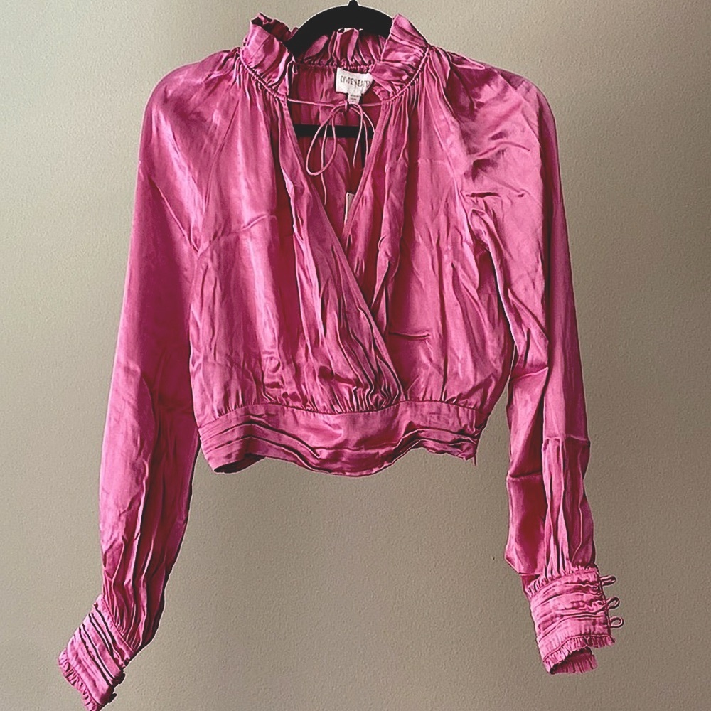 NWT Revolve Divine Heritage Pink Ruffle Blouse